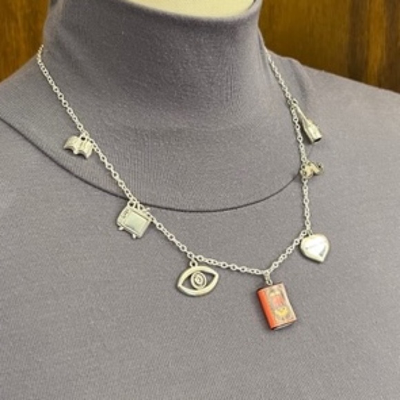 1984 by George Orwell Handmade Literature Necklace, Eye TV Mustache Book Cover - Picture 9 of 15